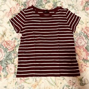 Forever21 - Maroon Striped T-Shirt - Size M